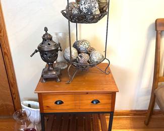 end table with decor items