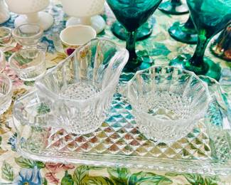 Vintage Lead crystal cream and sugar 