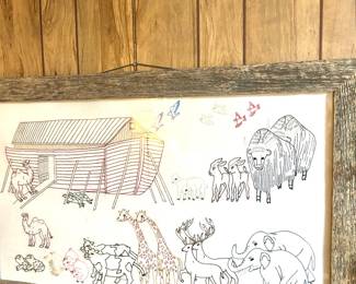 handmade Noah's Ark quilt - framed 