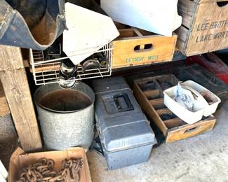 chains, tool box, soda crates, advertising box 