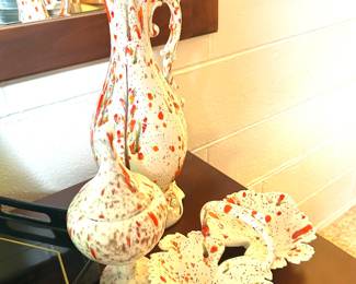 splatter vase and candy dish 