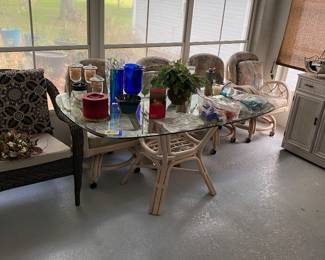 Patio set and glassware