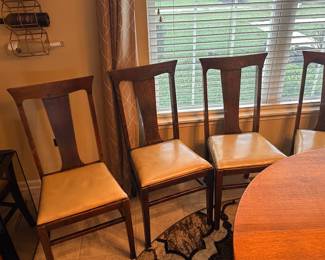 Set of 4 oak T back chairs 
