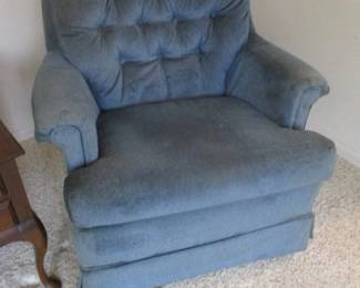 Blue Fabric Swivel Rocker