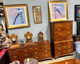 Vintage Dresser and Tall Boy Dresser, Vintage Clocks and Artwork Orlando\