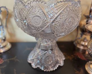 Cut glass punch bowl