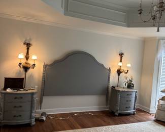 Headboard and matching end tables