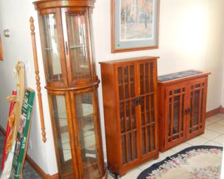 curio cabinet, book shelves