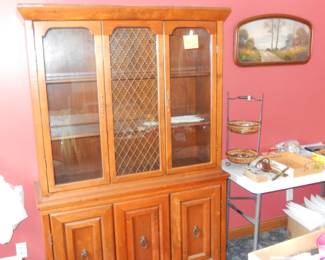 China hutch cabinet, vintage painting