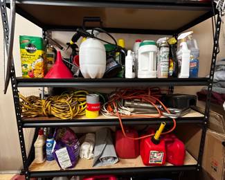 Gas cans, car and garage miscellaneous items