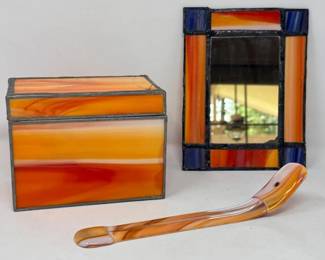 280 StainedGlassRecipeBoxMirrorandIncenseBurner