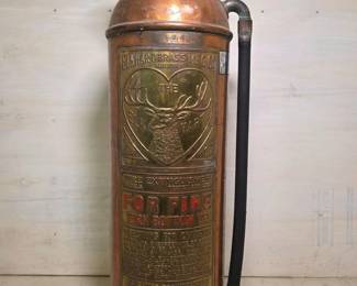 69 AntiqueCopperBrassFireExtinguisherMadeByElkhartBrassCompany
