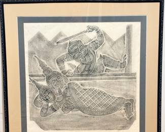 5 SceneofTheRamakienAVintageThaiTempleRubbing