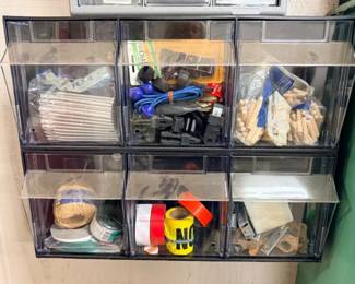 221 6BinStorageUnitMultiDrawerUnitWithContents