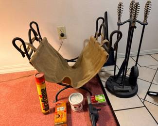 80 FireplaceLogandUtensilSet