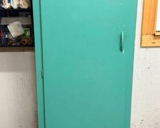 220 GreenSingleDoorStorageCabinetWithShelves