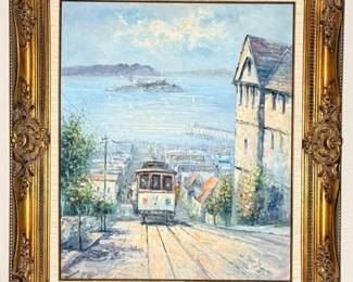 2 OriginalOilPaintingbyHRomanSanFranciscoByCableCar