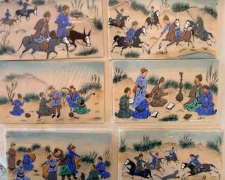 253 6PersianMiniaturePaintingsonBone