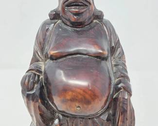 71 HandCarvedWoodStatueOfHappyBuddhaAlsoKnownAsBudaiOrHotei