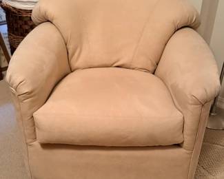 138 TanMicrosuedeSwivelRockerClubChair