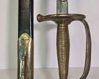 41 USModel1840NCOCeremonialSwordWithBrassLeatherScabbard
