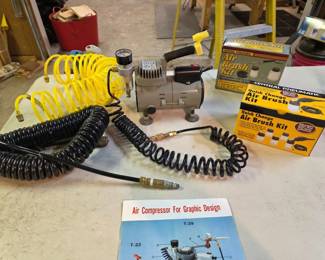 205 18hpOilLessAirbrushCompressor2AirBrushKitsCoilHoses