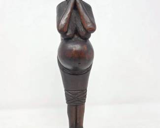 73 VintageHandCarvedAfricanWoodenFemaleFertilityFigure