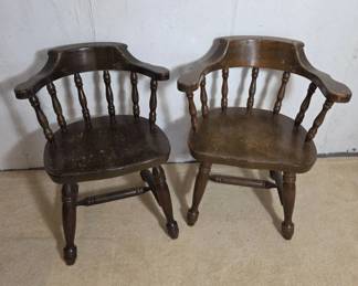 Wooden Windsor-Style Armchairs