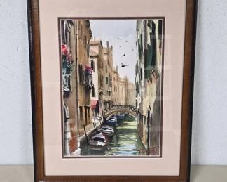 Framed Venetian Waterway Painting