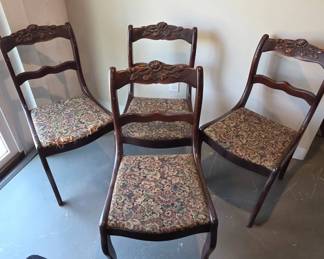Wood Dining Chairs With Floral Upholstery