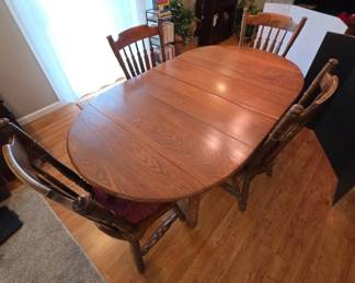 Oak Dining Table With Chairs on Wheels