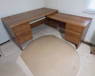 L-Shaped Wooden Desk With Desk Protector