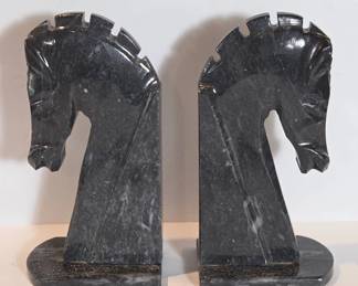 Marble Horse Head Bookends
