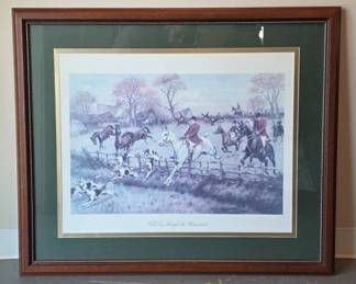Framed Equestrian Print with Green Matting