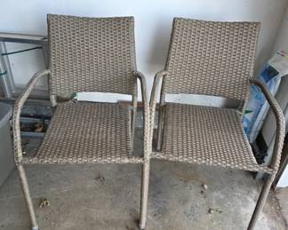 Wicker-Style Patio Chairs with Metal Frames