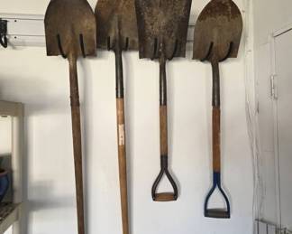 Four Wooden-Handled Shovels