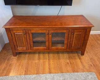 Wood Console Cabinet With Glass Doors