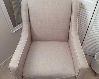 Beige Upholstered Chair with Wood Legs