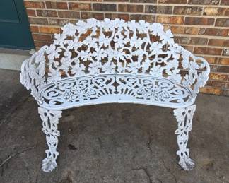 Victorian White Cast Iron Decorative Bench