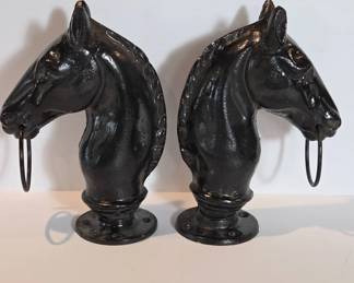 Vtg Cast Iron Horse Head Hitching Posts
