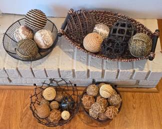 Decorative Wire Baskets With Natural Spheres