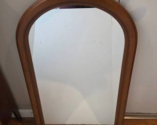 Wood-Framed Wall Mirror With Arched Top