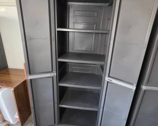 Gray Plastic Storage Cabinet With Shelves