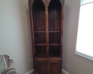 Wooden Corner Cabinet with Upper Shelving