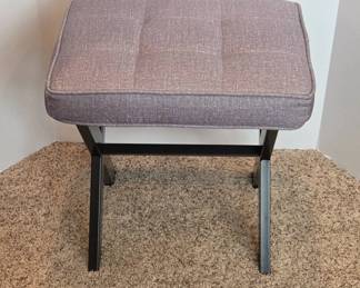 Gray Padded Stool With Metal Frame