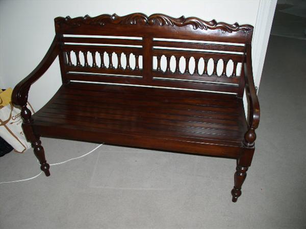 Nice Oak Bench Walnut Finish