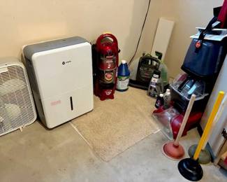 box fan, dehumidfier, Bissell shampooer, Little Green Machine, Bissel cannister