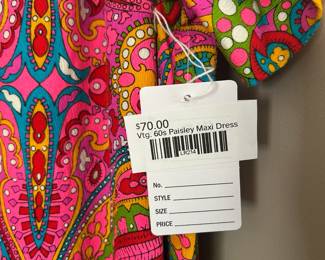 Vtg 60s Paisley Maxi Dress