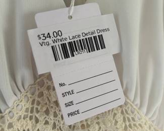 Vtg White Lace Detail Dress