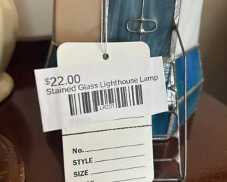 Stained Glass Lighthouse Lamp 